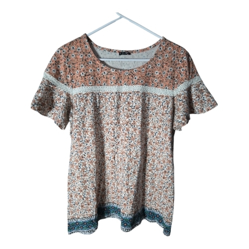 Hannah Floral Blouse in Cream and Brown